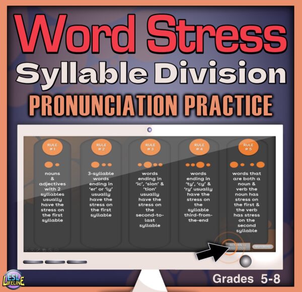 Word Stress Rules & Digital Syllable Division Pronunciation Practice PowerPoint