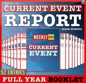 Current Event Report Year Long Templates with Guided Questions for High School