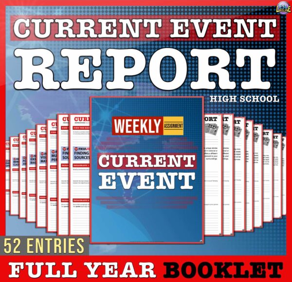 Current Event Report Year Long Templates with Guided Questions for High School