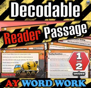 Decodable Readers, ESL Newcomers Reading Comprehension with Word Work AY Words