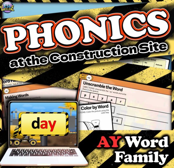 ESL Phonics Intervention Activities & Worksheets AY Word Work for Young ELLs