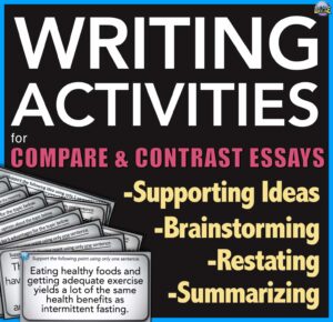 Essay Writing Task Cards with Activities for Compare Contrast Writing Practice