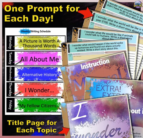 Creative Writing Prompts BUNDLE for ESL, ELL - Journaling Prompts & Pages