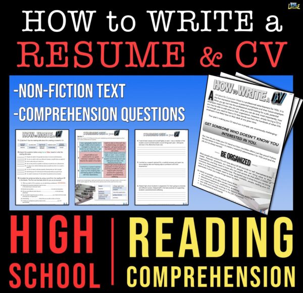 Resume Writing Reading Comprehension Passage & Questions for Career Exploration