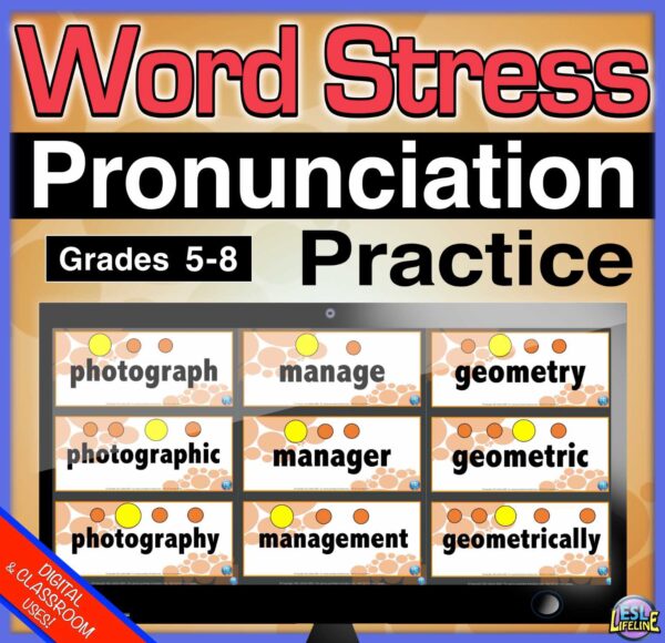 Word Stress & Syllable Pronunciation Slides for Speaking Fluency Practice