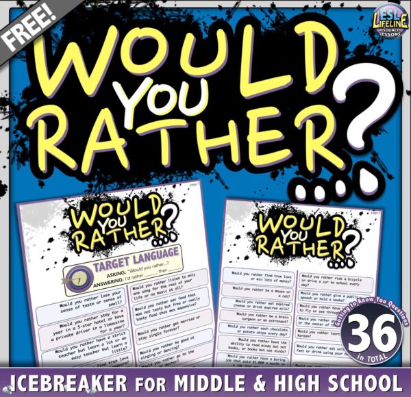 Would You Rather Questions - First Day of School Activity Icebreaker Handout