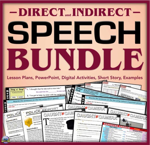 Direct Indirect Speech BUNDLE with PowerPoint, Practice Sentences, Tasks