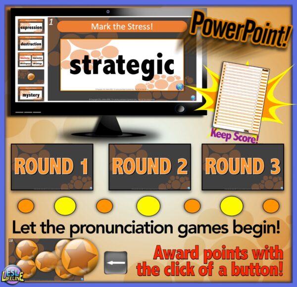 Word Stress Pronunciation & Speaking Fluency Activities and PowerPoints BUNDLE