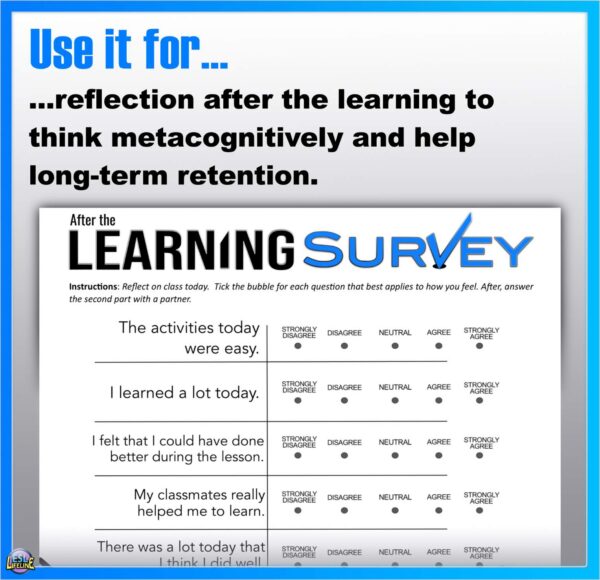 After the Lesson Survey - Learner Survey for Metacognition and Reflection