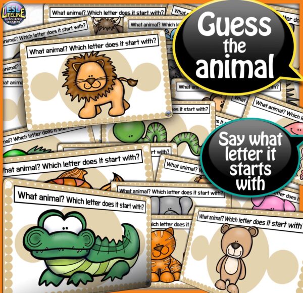 Flashcards for Learning the Alphabet | Kindergarten Guessing Game using Animals