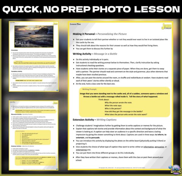 No Prep Fast Finisher Photo Lesson with Discussions and Tasks for ESL/ELL