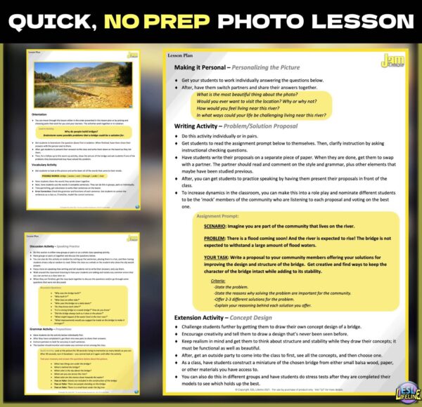 No Prep Fast Finisher Photo Lesson with Discussions and Tasks for ESL/ELL