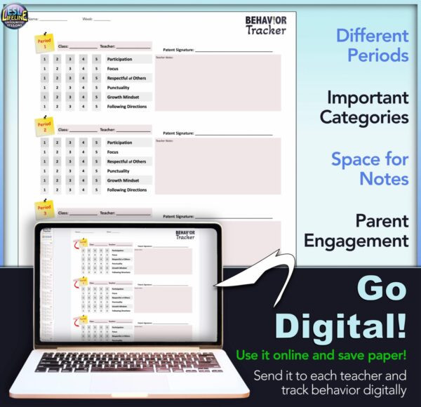 Behavior Tracker & Assessment for Student Behavior Management Print & Digital