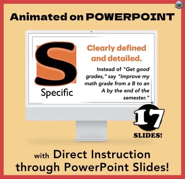 SMART Goal Setting Worksheet and PowerPoint for Middle School