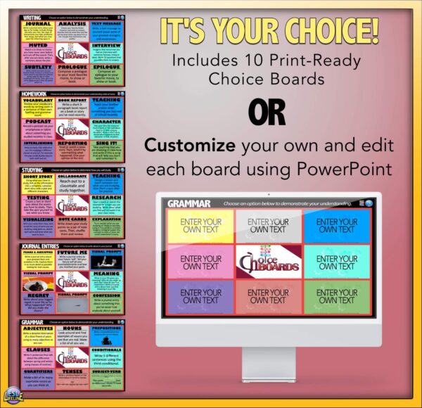 Differentiation Choice Board with PowerPoint & Activities - Editable Templates