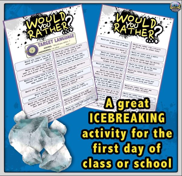 Would You Rather Questions - First Day of School Activity Icebreaker Handout