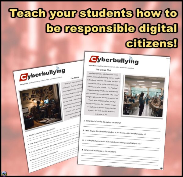 Cyberbullying & Online Safety Scenarios with Questions for Digital Citizenship