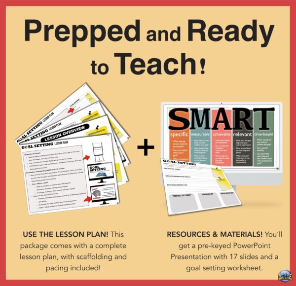 SMART Goal Setting Worksheet and PowerPoint for Middle School