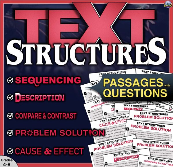 Text Structures Reading Passages BUNDLE with Graphic Organizers, PowerPoints