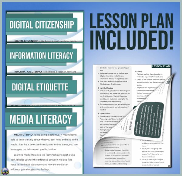 Social Media Literacy Non Fiction Text Passages - Jigsaw Reading for Grades 5-8