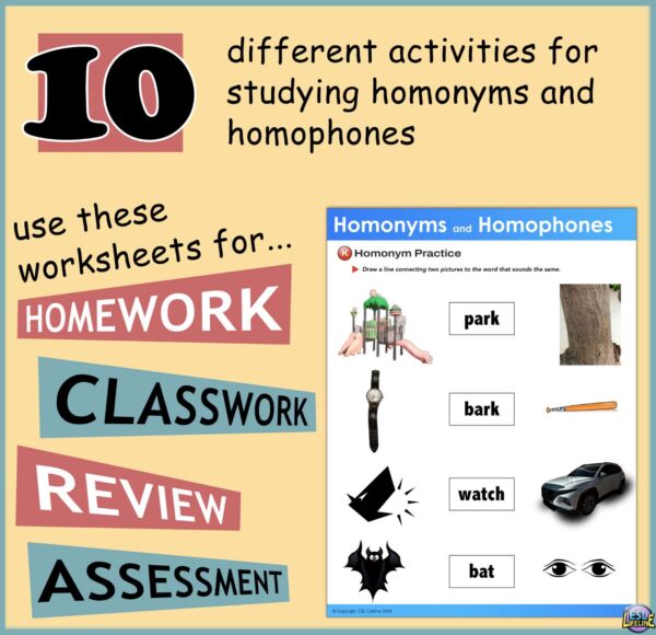 Homonyms & Homophones ESL Grammar Practice Worksheets & Exercises